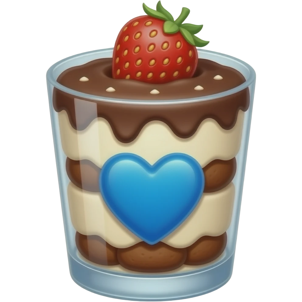 chocolate with a strawberry basic tiramisù in glass made with 🩵 emoji