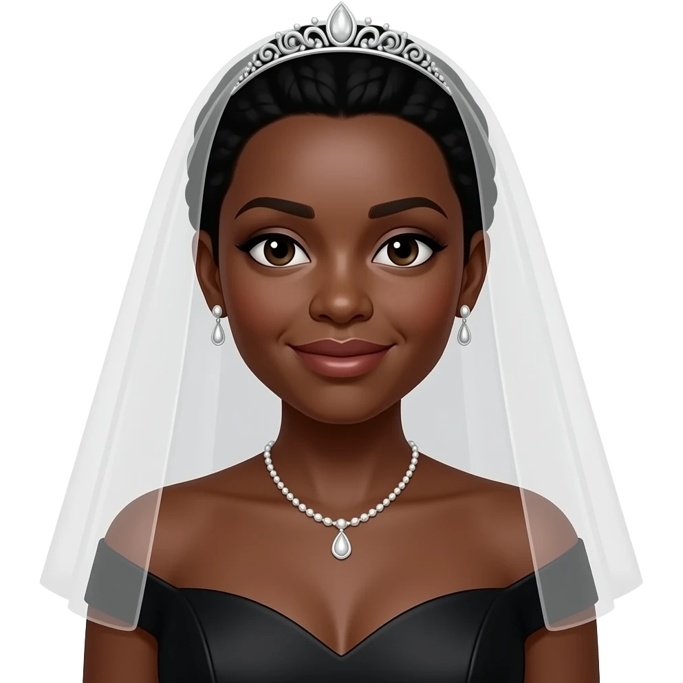 black woman wear black wedding dress emoji