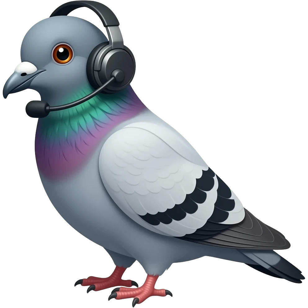 pigeon with headset emoji
