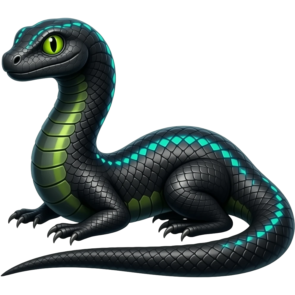 Cool edgy ancient black-scaled with neon-colored stripe markings emoji