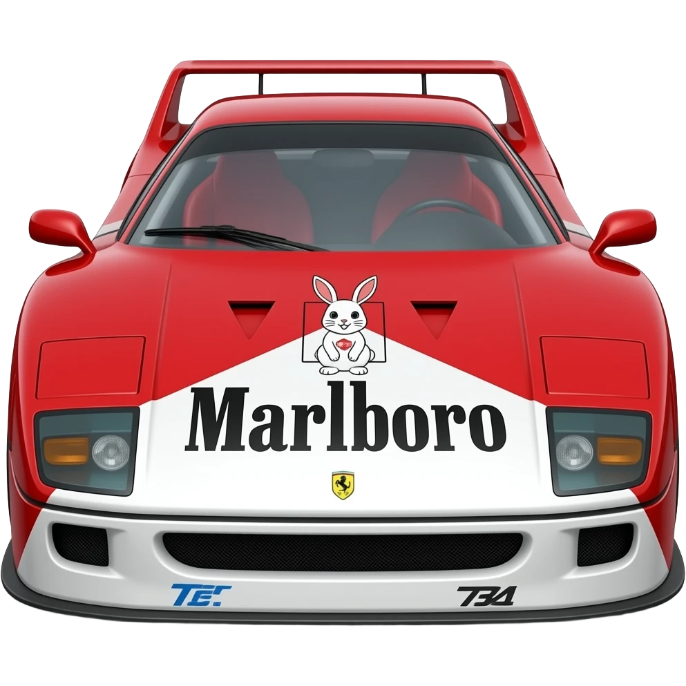 marlboro racing livery ferrari f40 LM rocket bunny , hyper real, highly detailed emoji