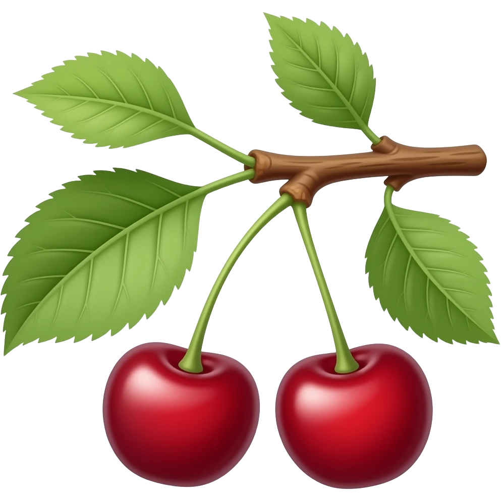 small, fresh early cherries on the tree in spring emoji