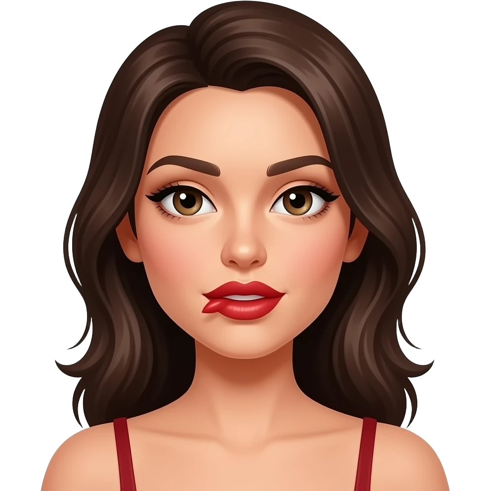 Sexi mujer mordiéndose los labios. Y con un pintalabios rojo cerca de los.labios 💄 emoji