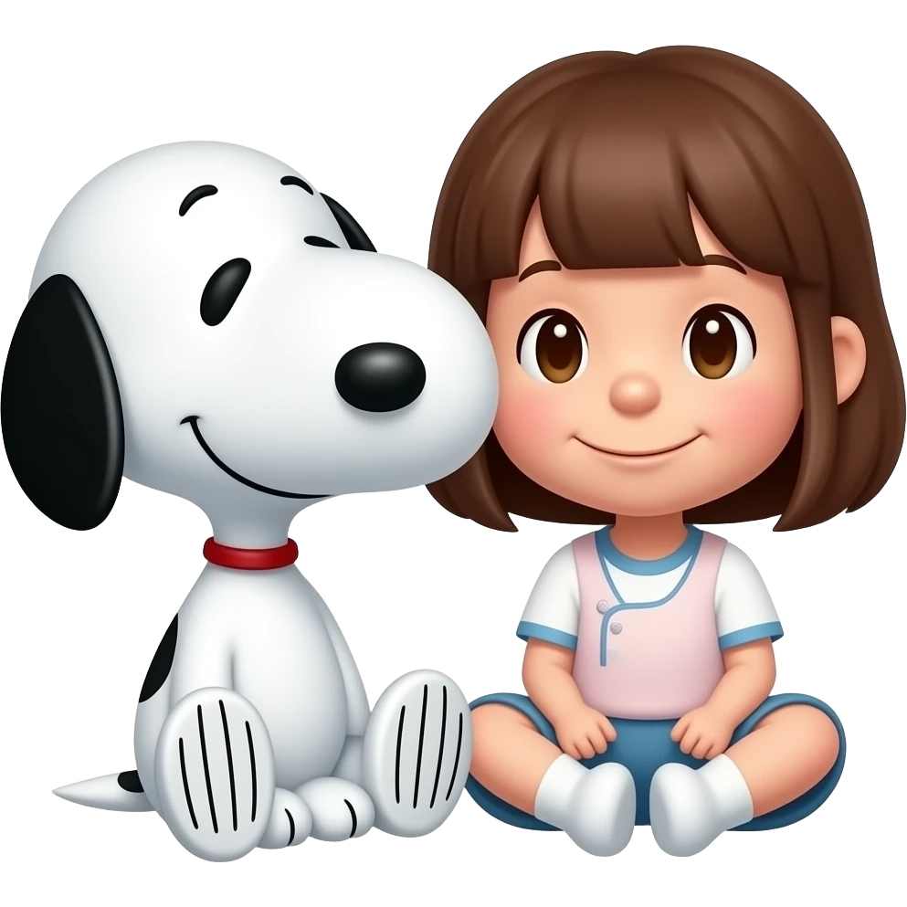 snoopy and little my sitting together emoji