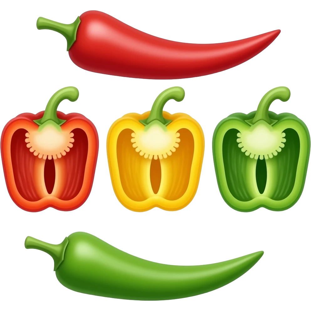 Red yellow green bell pepper in sections emoji