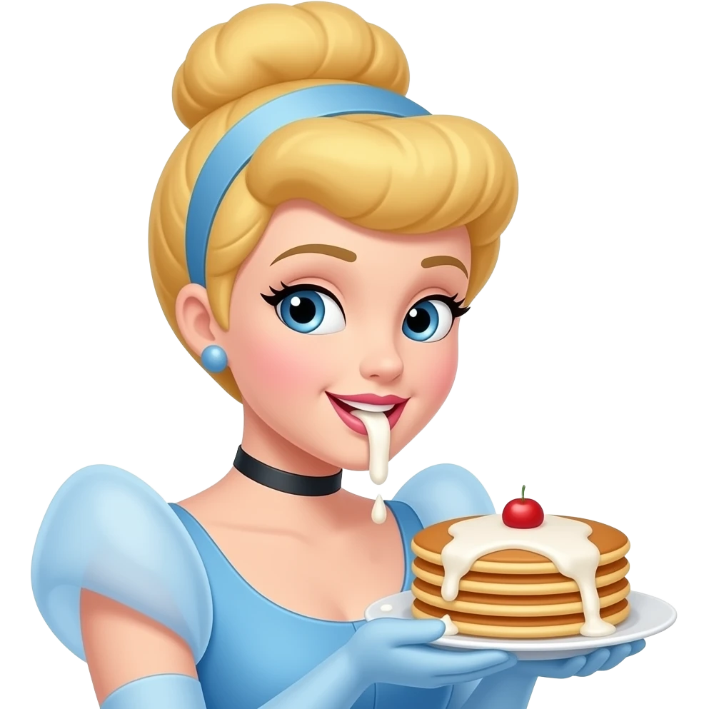 Cinderella spit up milk, pancakes emoji