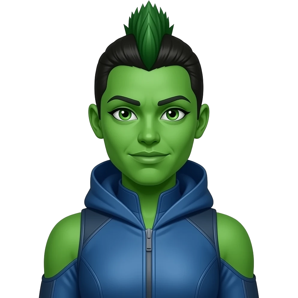 Female shehulk with a mohawk wearing blue outfit emoji