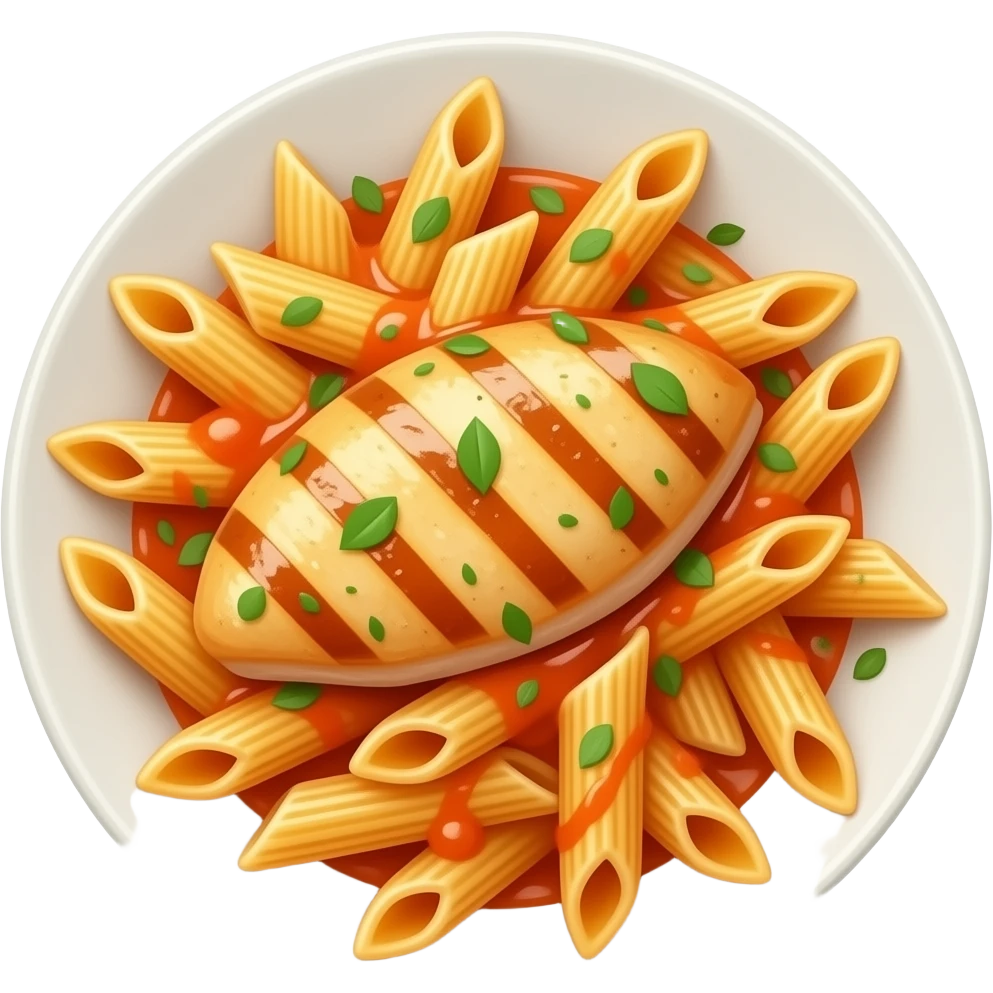 creamy chicken pasta with white background emoji