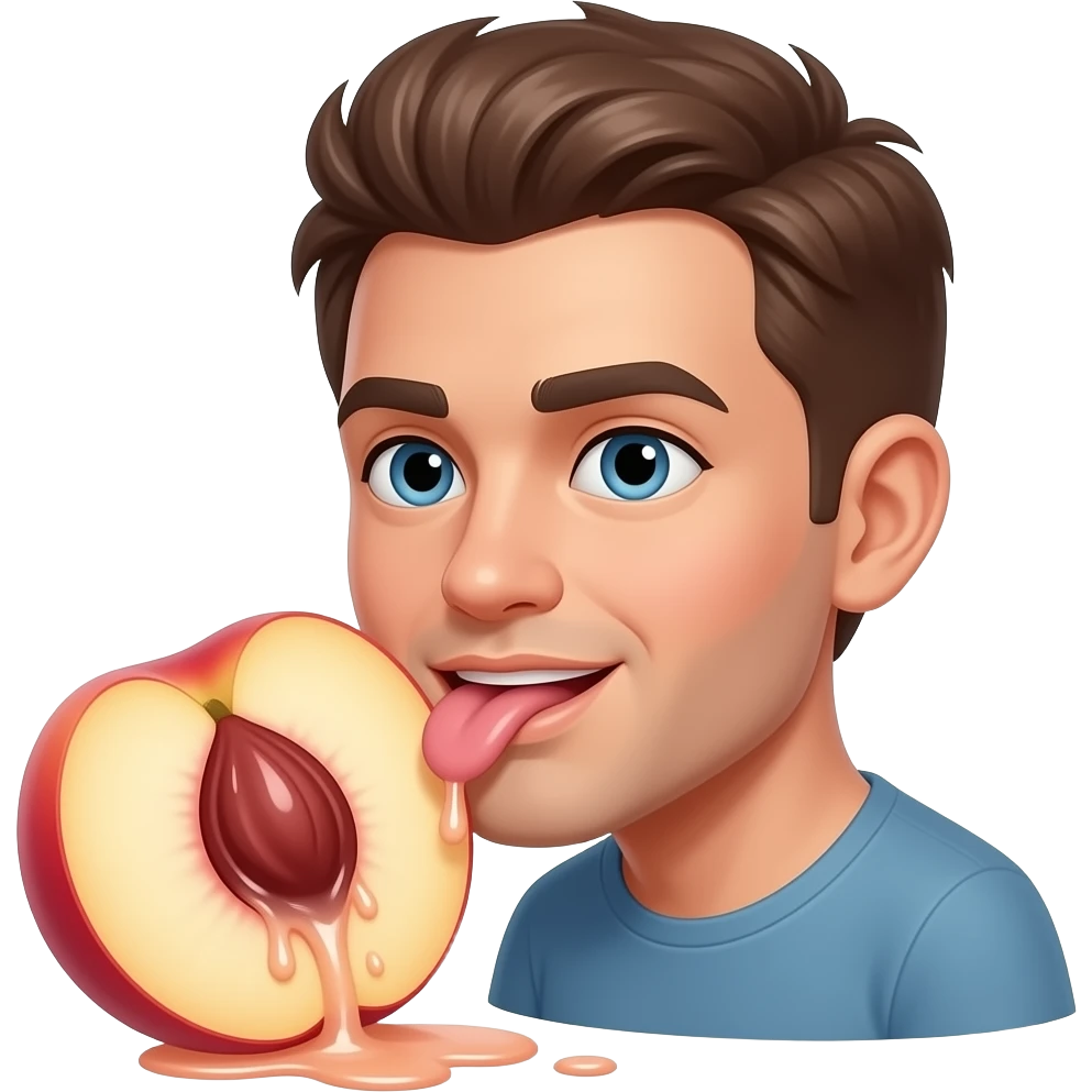 Male Licking next to a gushing peach half emoji
