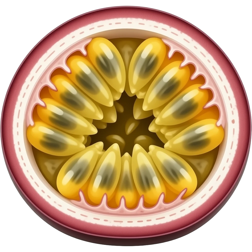 fruit de la passion en petit couper en  2 emoji