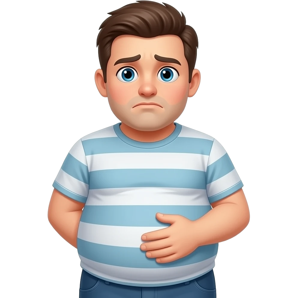 Bloated gut, uneasy expression emoji