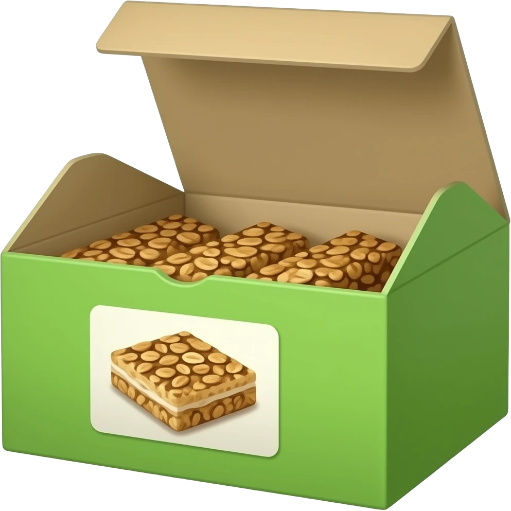 rectangular grocery store green cardboard box of heathy granola bars ...