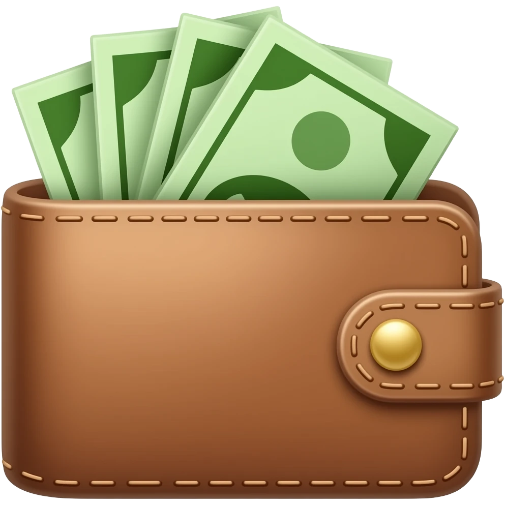A wallet with money and financial bills, representing financial contribution emoji