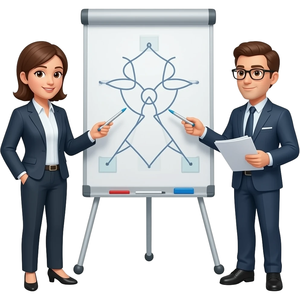 two office worker planning whiteboard emoji