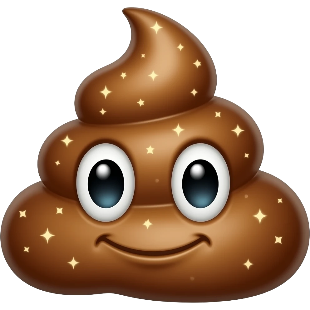 A little poop with sparkles on top emoji