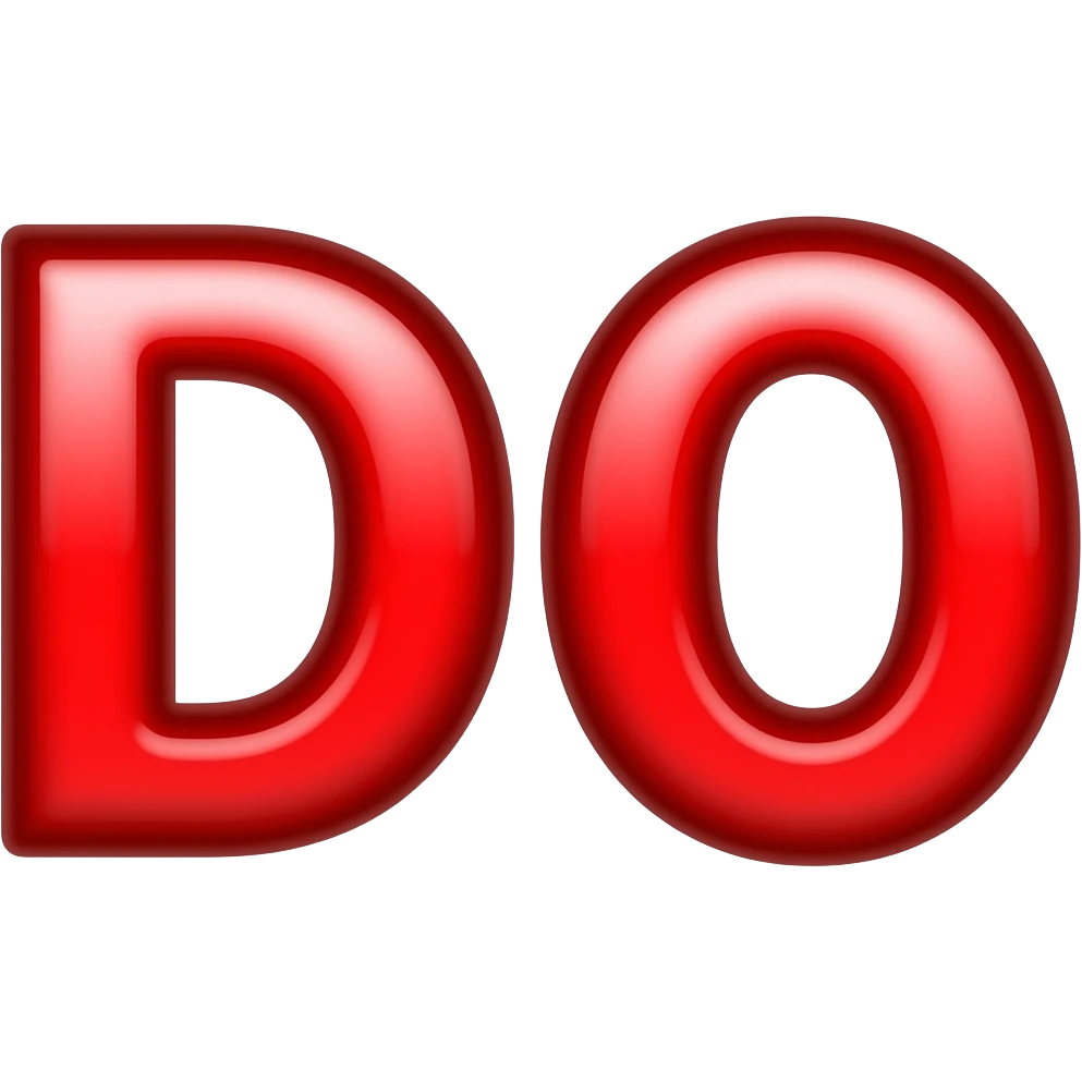 Glowing red letters DO emoji