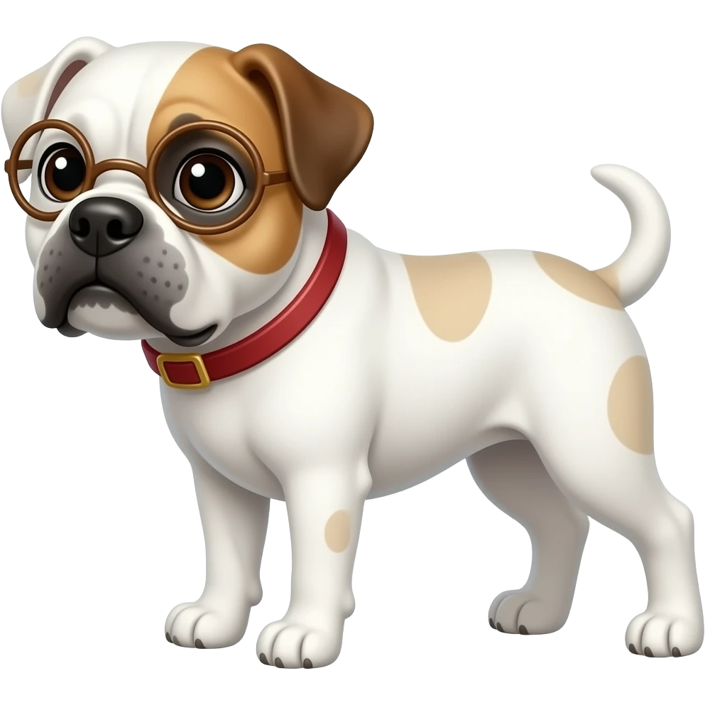 Make a boxer dog and make the dog white and a brown color around his eye emoji