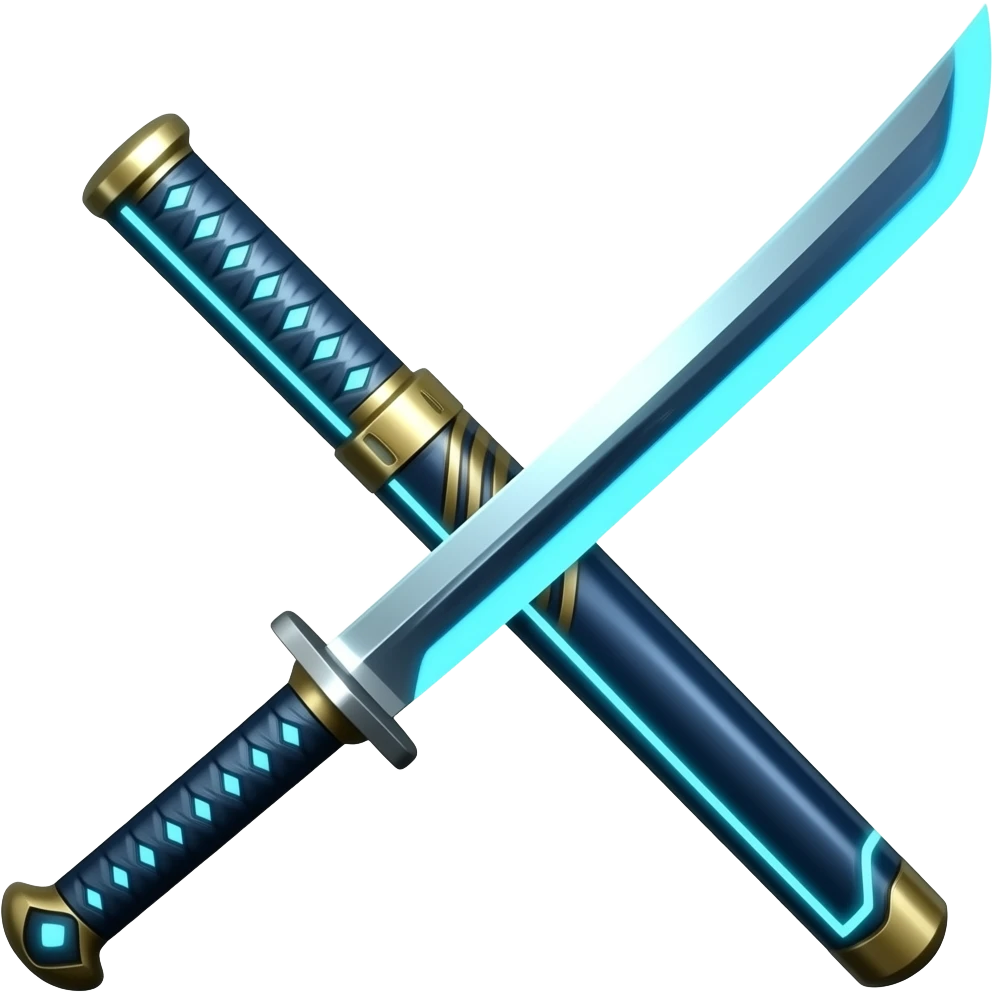 blue cyberpunk samurai sword emoji