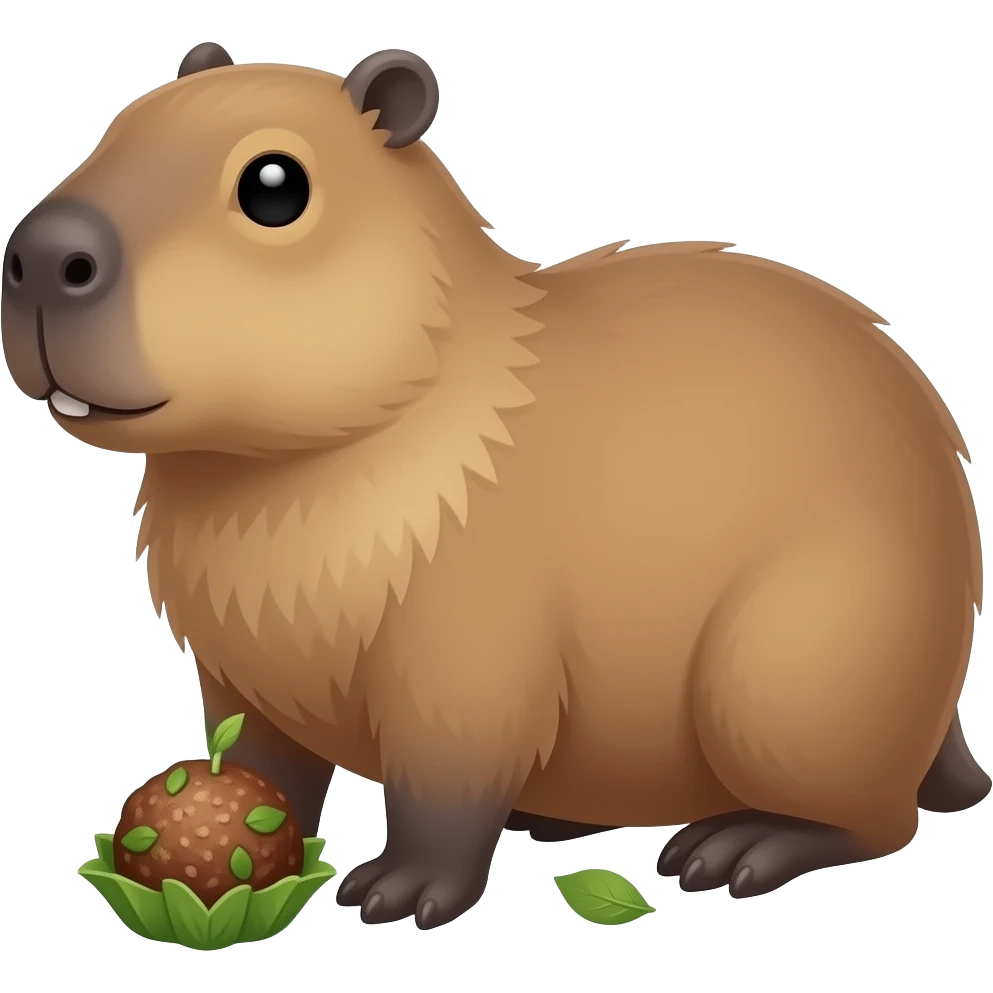 Capybara woth vegan meatballs emoji