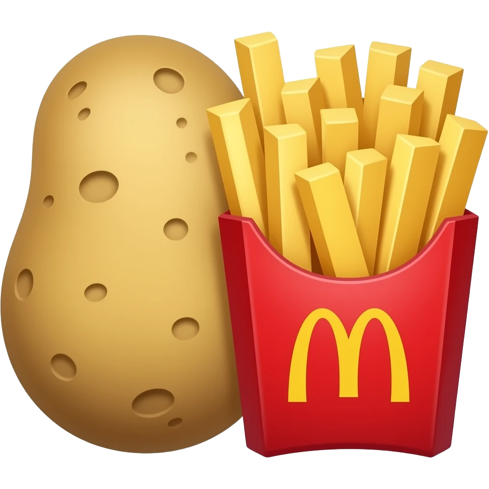 Un emoji de todo junto de 🥔🍟🪁 esos emojis (una característica de cada emoji junto) emoji