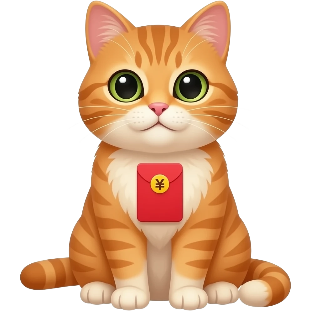 坐著的薑黃貓 胸前招財牌 emoji