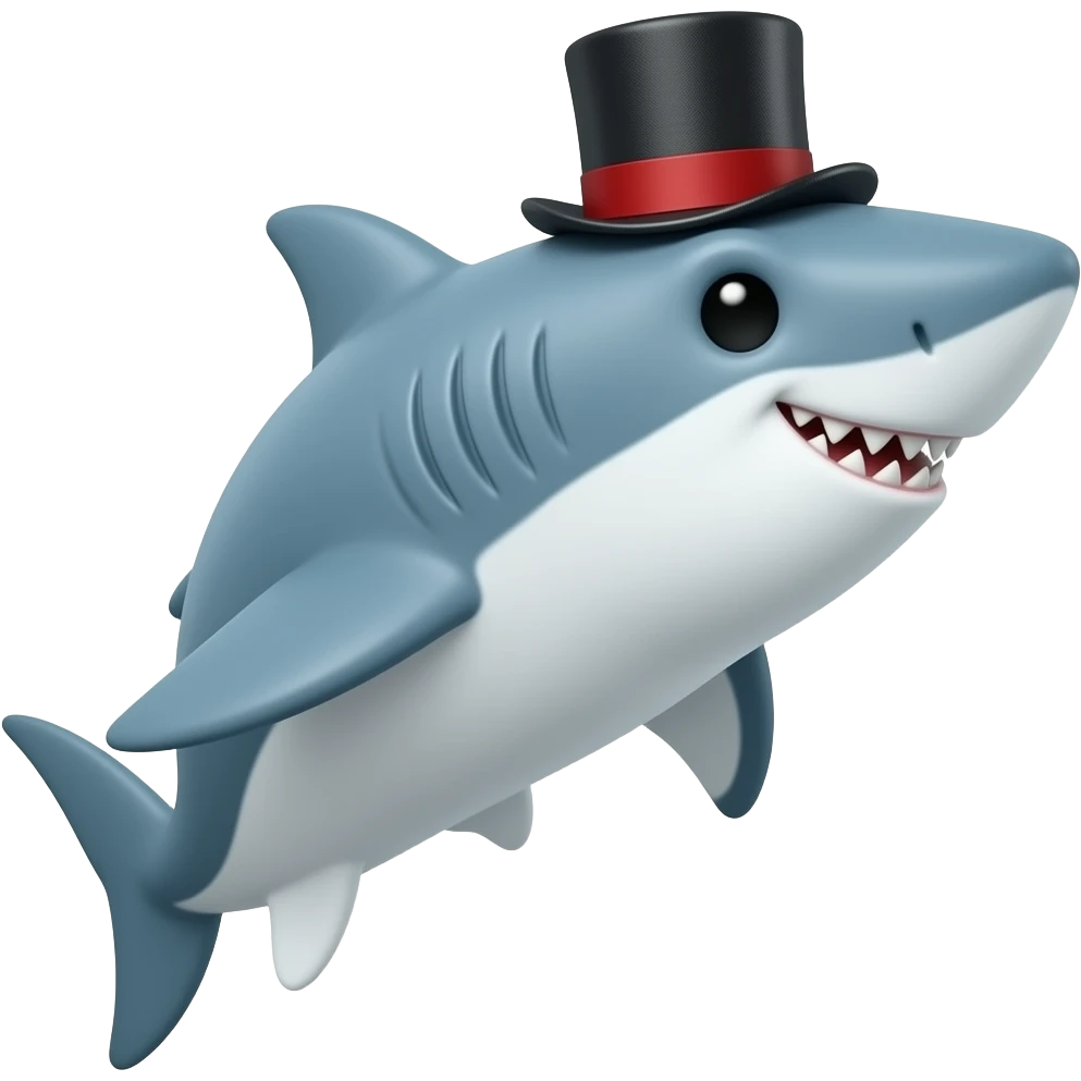 Shark with a top hat emoji