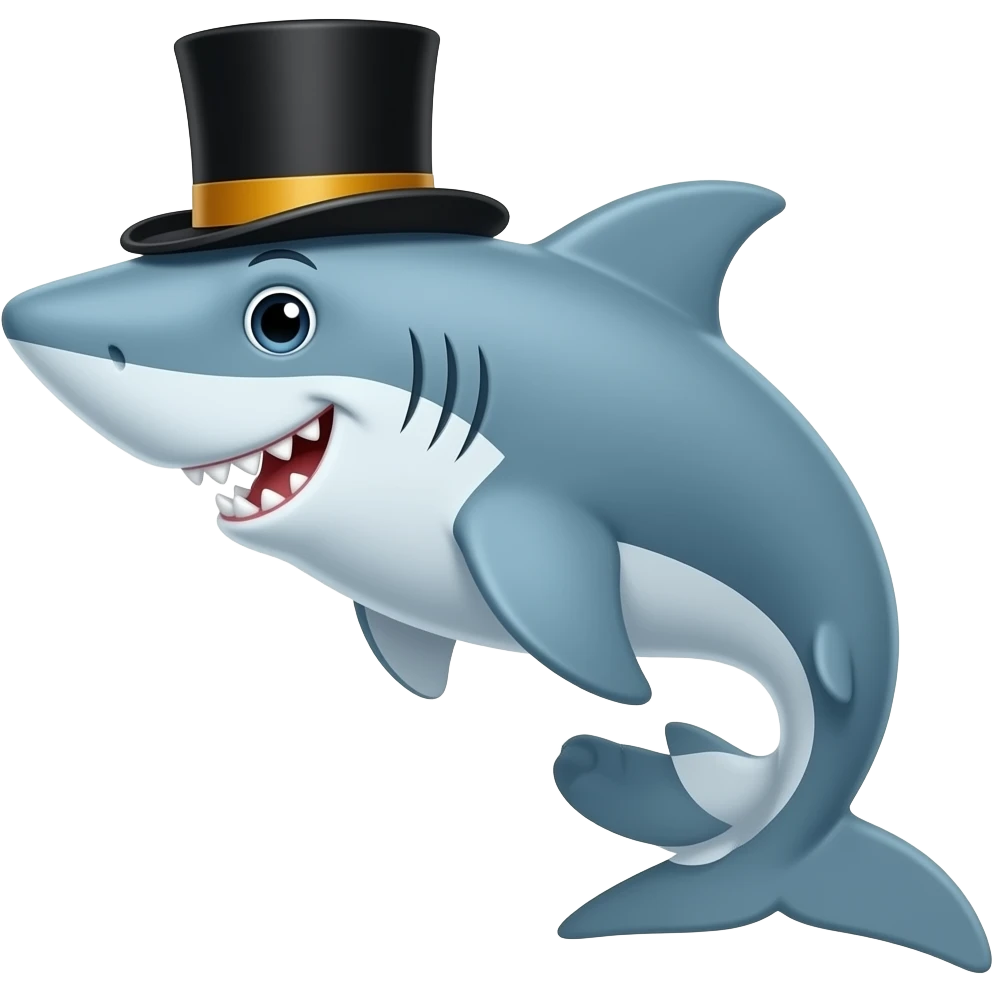Shark with a top hat emoji