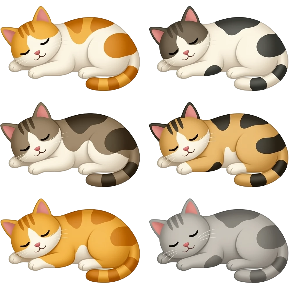 seven sleeping cats emoji