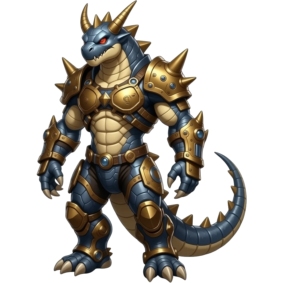 ancient vintage futuristic fantasy-Cyberpunk-Steampunk-Genesect-Salamence-Tyranitar-Brony-Vernid-Fionbri-Fakémon-animal-hybrid, full body emoji