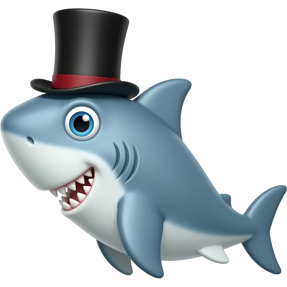 Shark with a top hat emoji