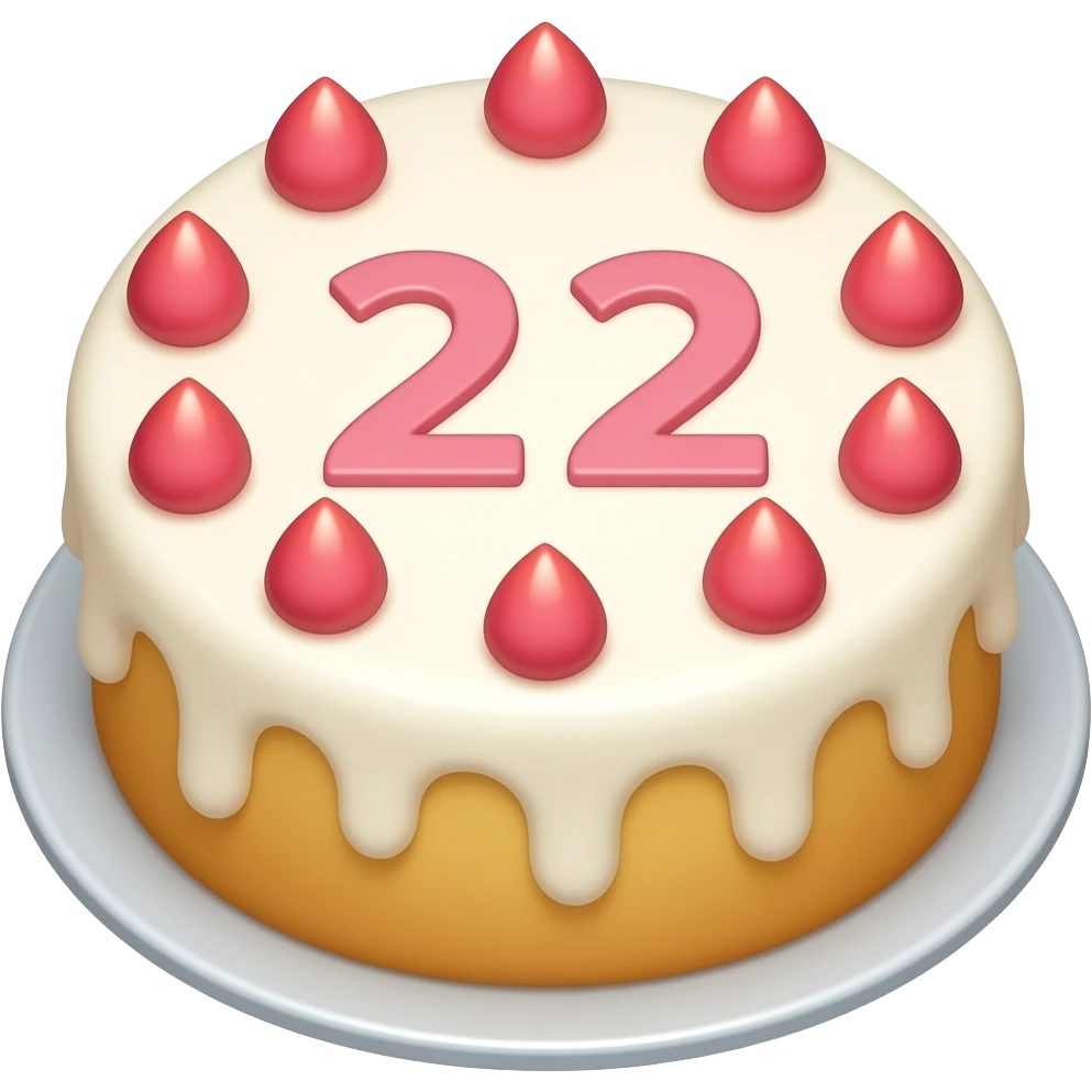 Cake and number 2 2 on that cake emoji