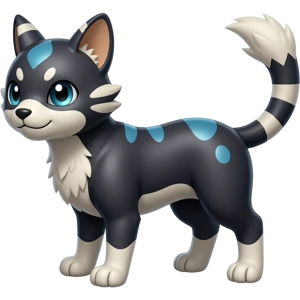 Dark dusky shiny smooth glossy epic patterned digitigrade quadrupedal Luxray-Manectric-Sprigatito-Shaymin-Shinx-Fakémon-hybrid emoji