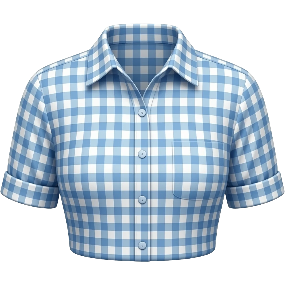 take a men's shirt and make it a women's shirt with a ruffled collar and rolled up sleeves gingham emoji