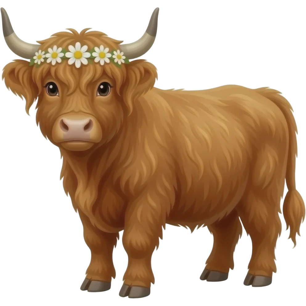 highland  cow with a daisy headband emoji