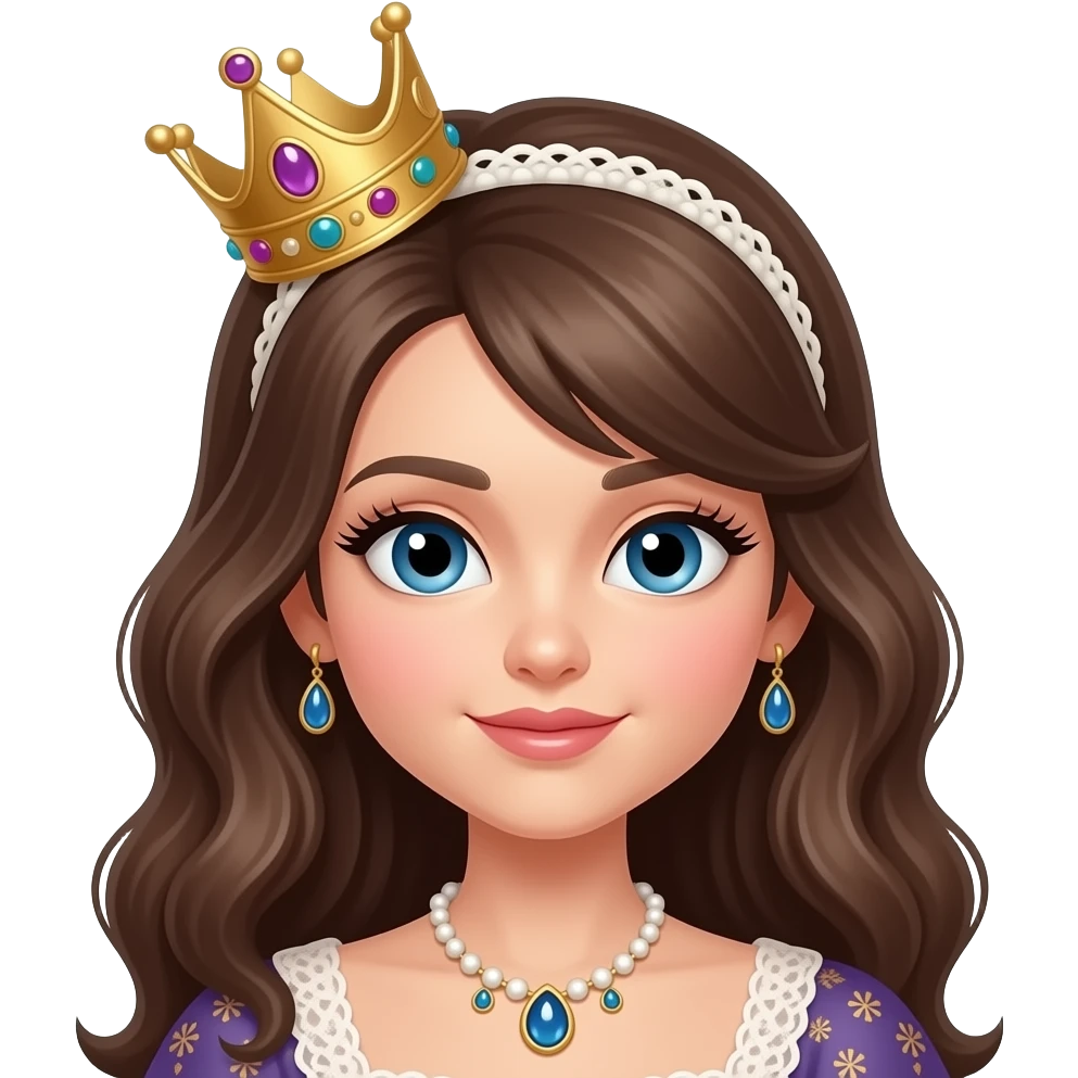 속눈썹 붙인 퀸 얼굴에 머리에는 왕관이랑 리본 emoji