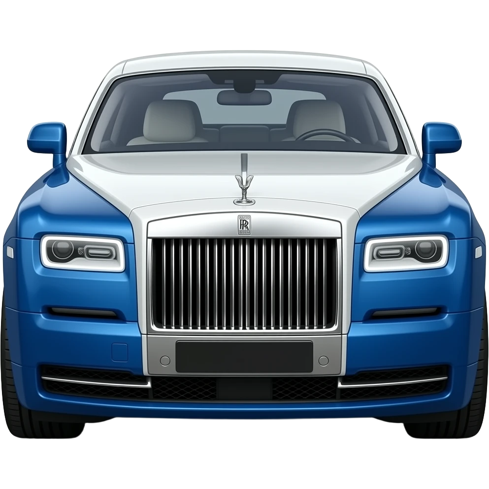 blue and white rolls royce phantom, highly detailed hyper realistic emoji