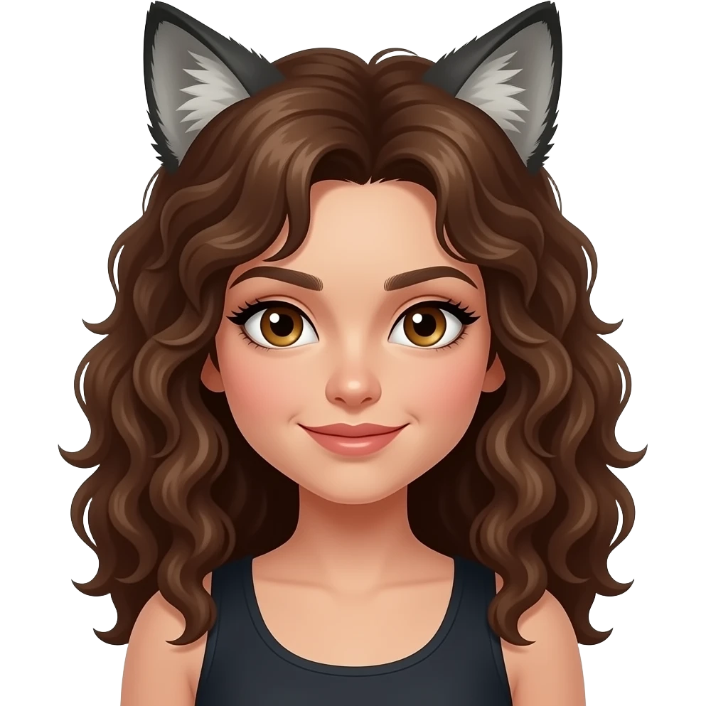 Werewolf girl with brown hair curly hair emoji