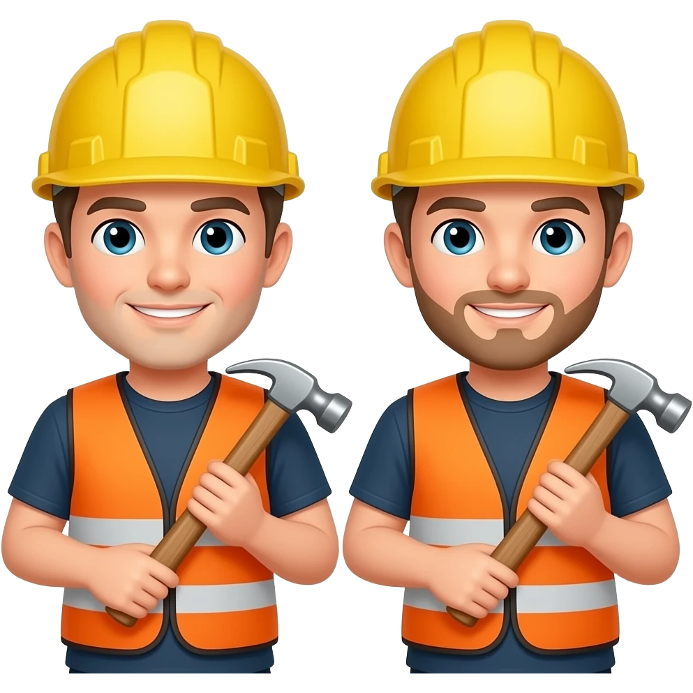 pink room with 2 construction workers holding hammers emoji