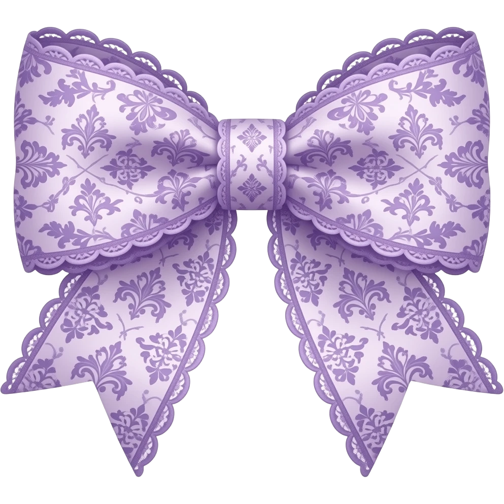 pastel purple ombre with lavender rococo style pattern on bow lace coquette bow emoji