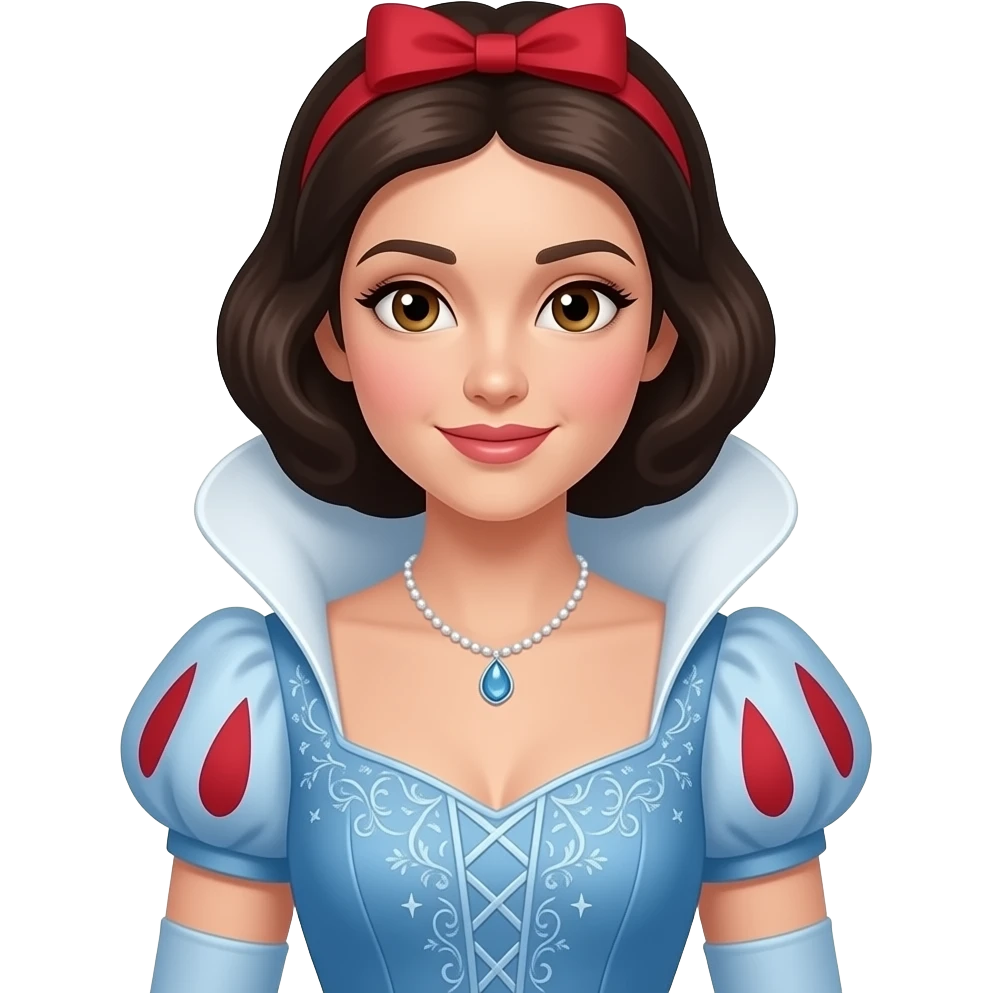 Black (dark brown) hair design resembles Snow White, her dress is a ...