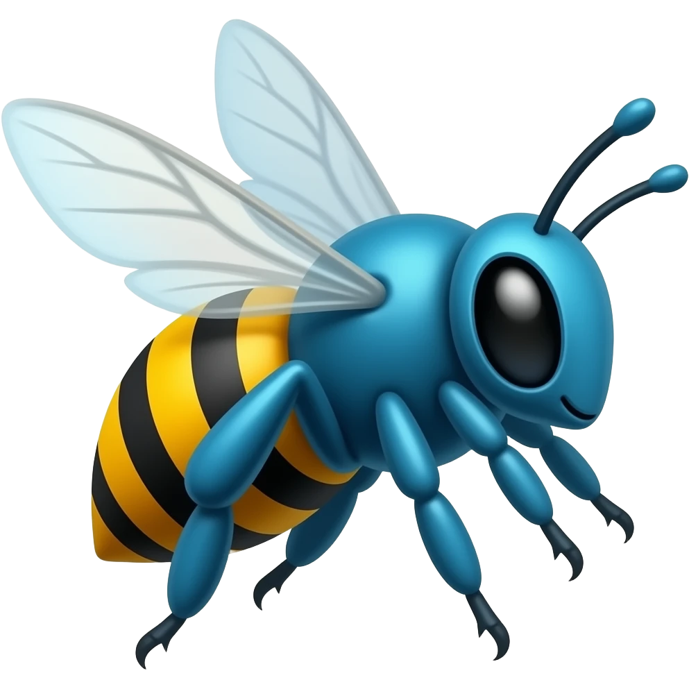 blue haired bee emoji