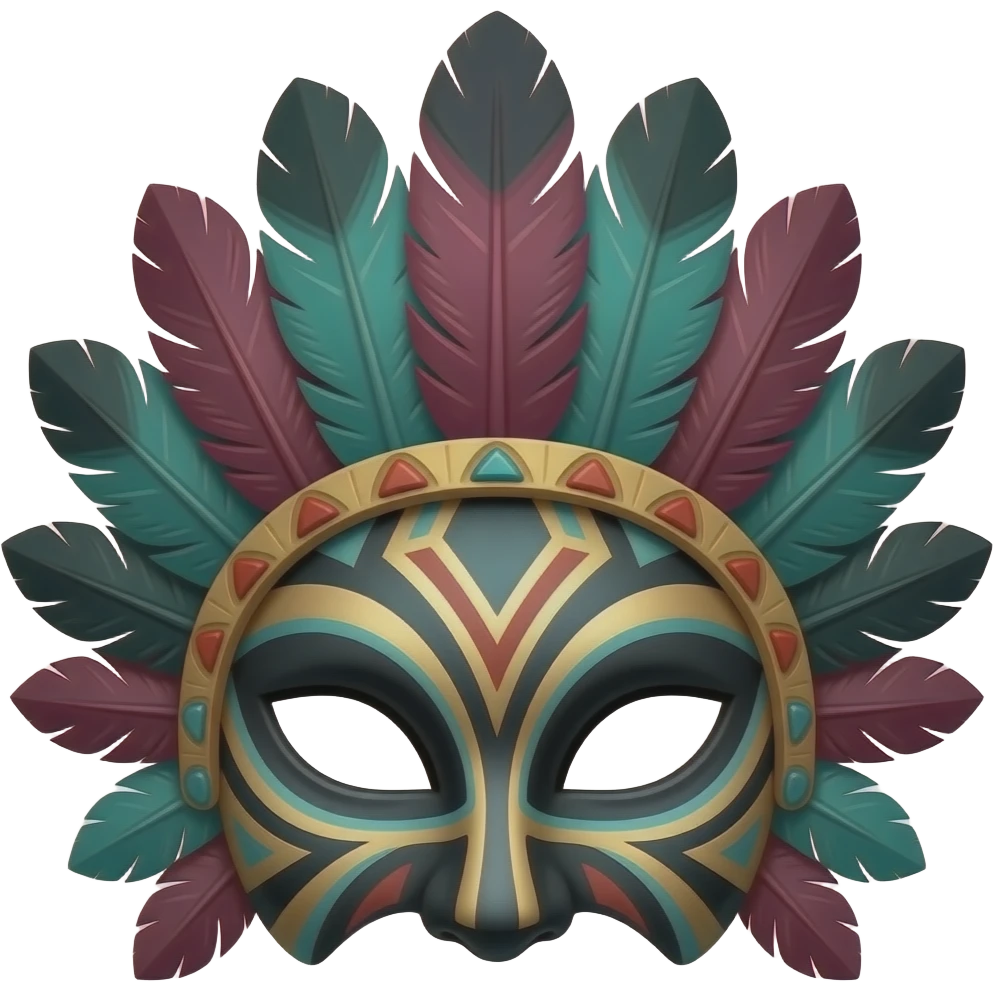 Colorful dark tropical feathery tribal dark burgundy wine-red obsidian-black jade-green white glorious emoji