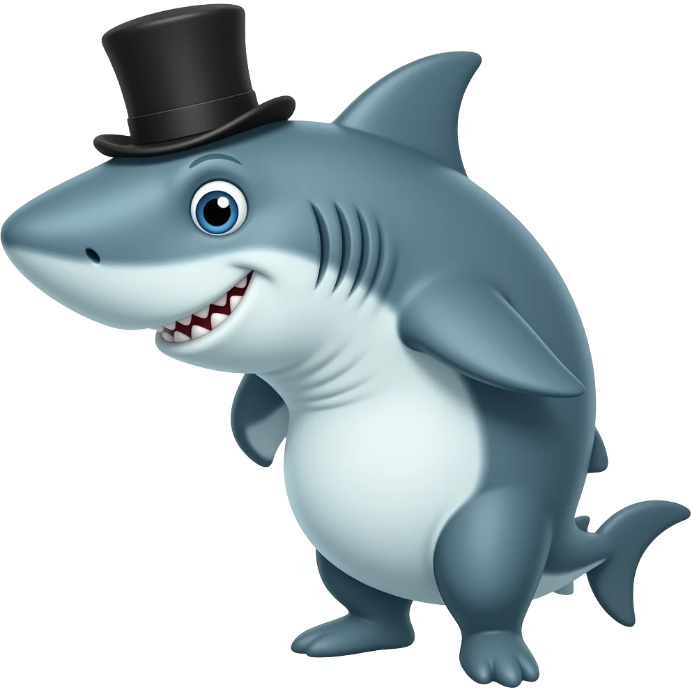 Shark with a top hat emoji