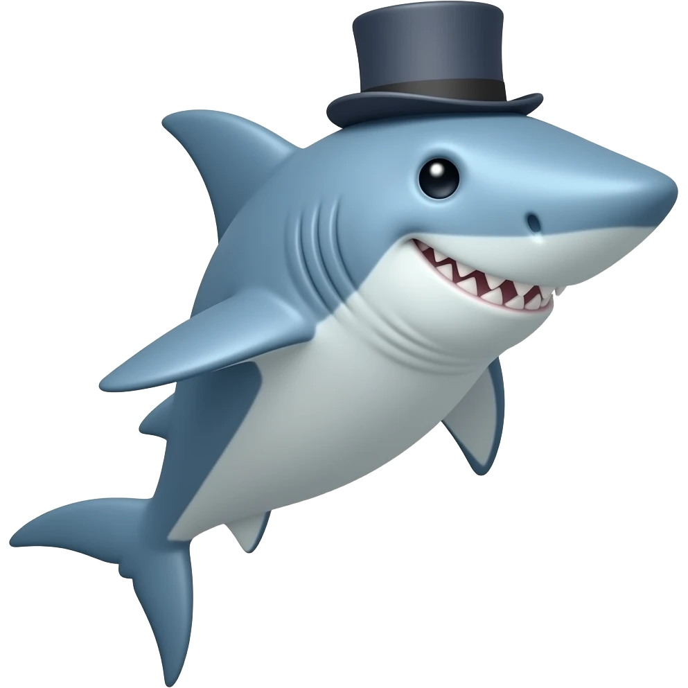 Shark with a top hat emoji