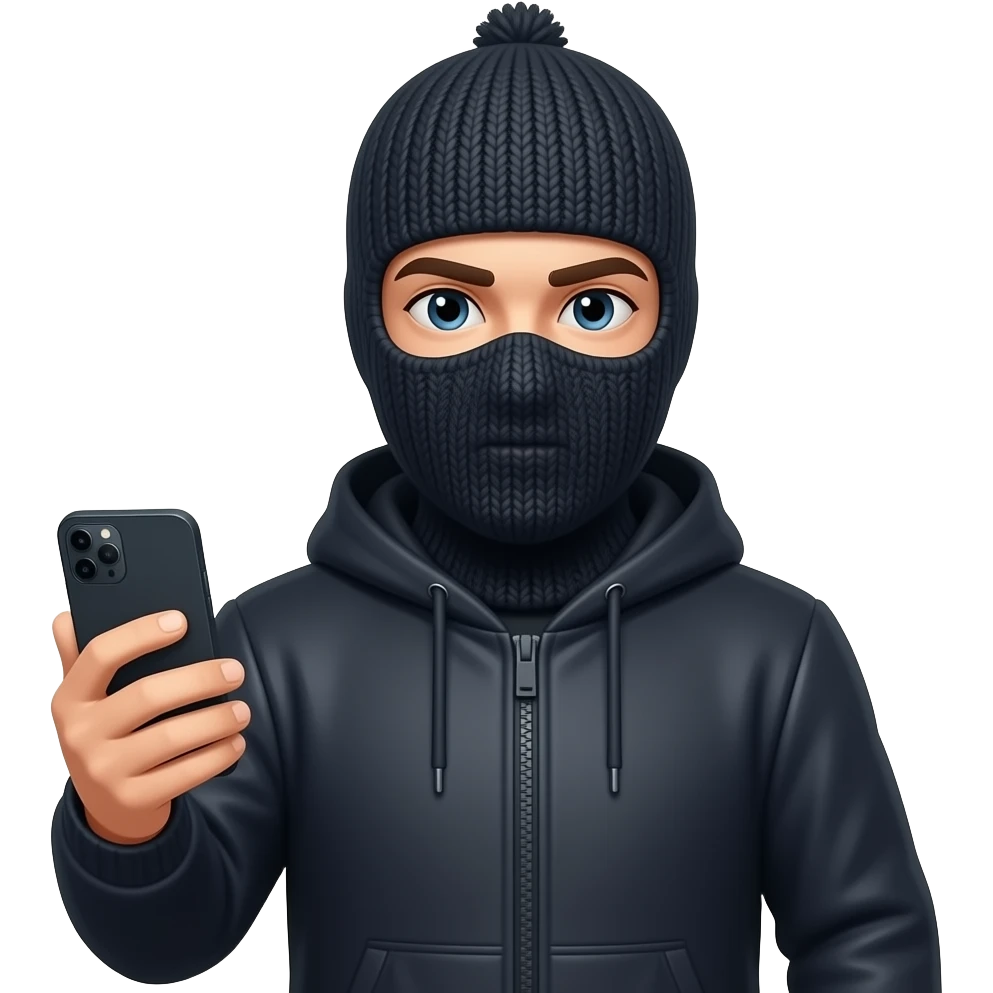 Телефонный мошенник в балаклаве emoji