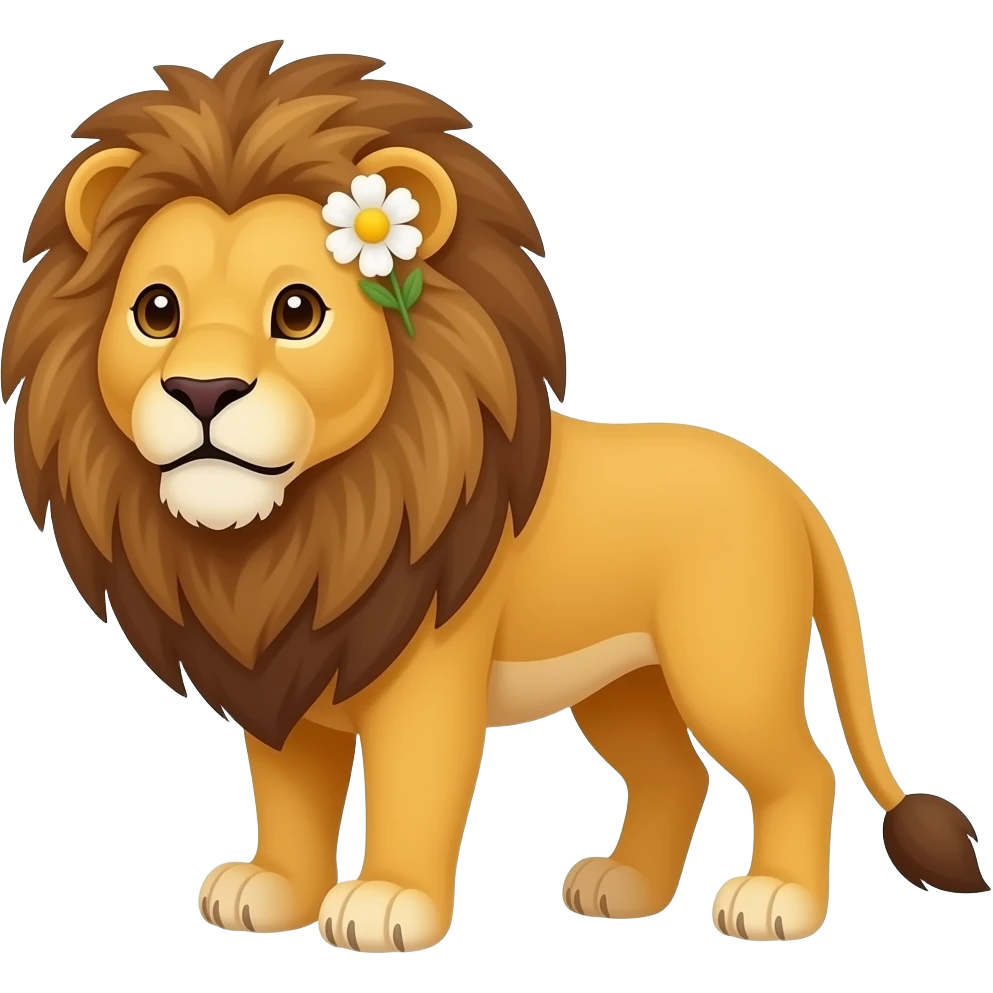 Make a lion who has a flower emoji