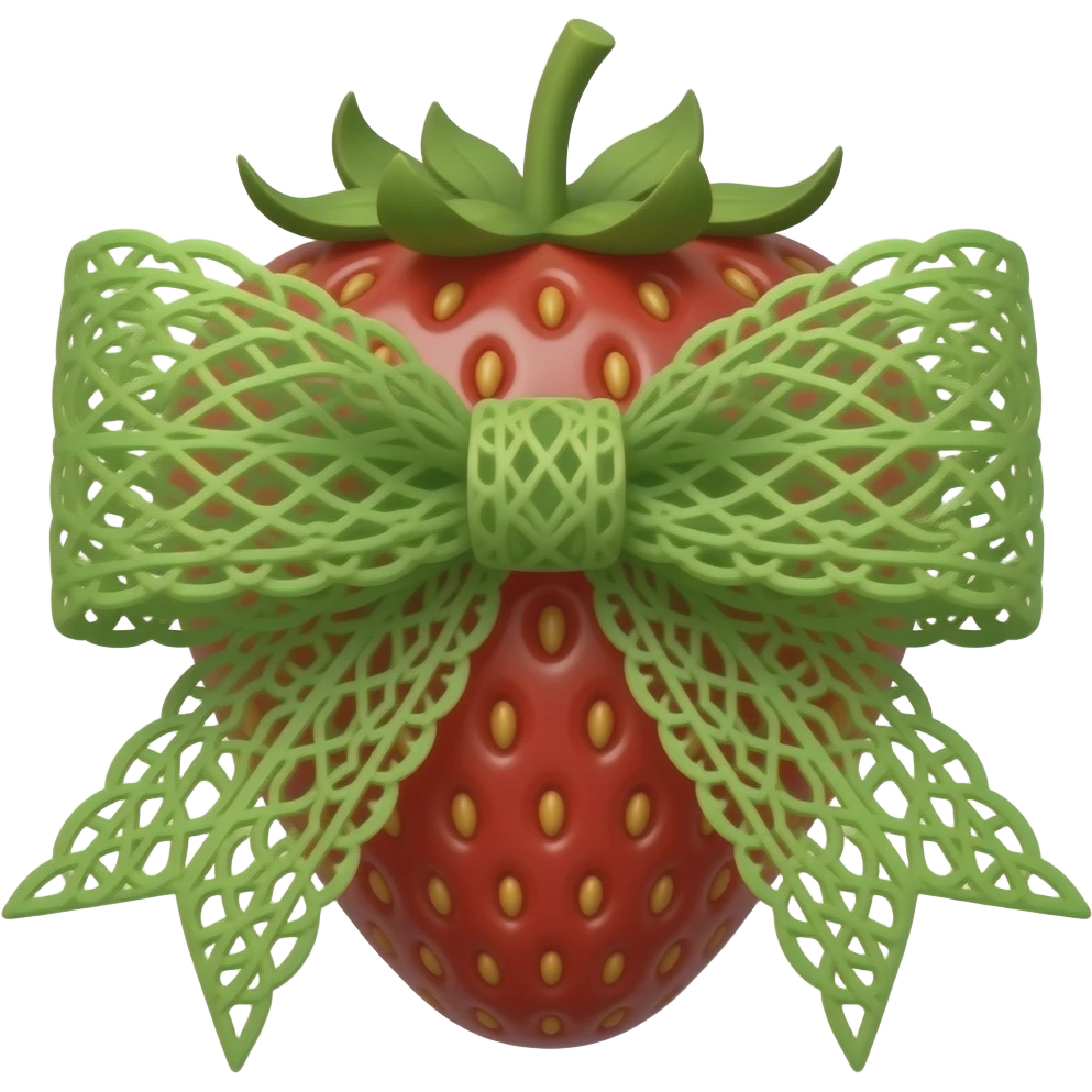 Strawberry bow with green lace emoji