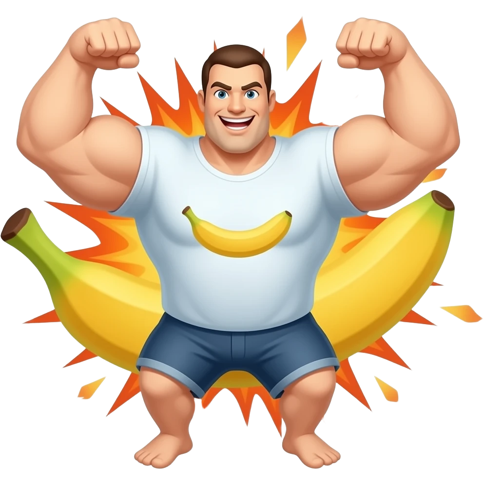 strong fat powerful exploding banana emoji