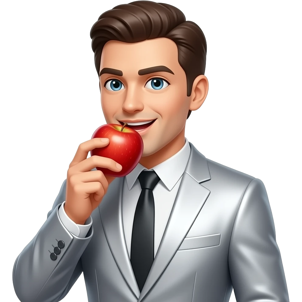 Android guy eating apple emoji