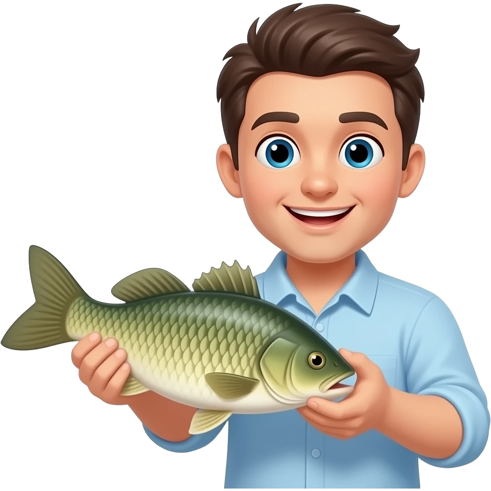 Поймала рыбу, взяла в руки и радуется emoji